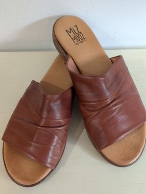 Miz Mooz Brown Leather Slide Sandals Size 41